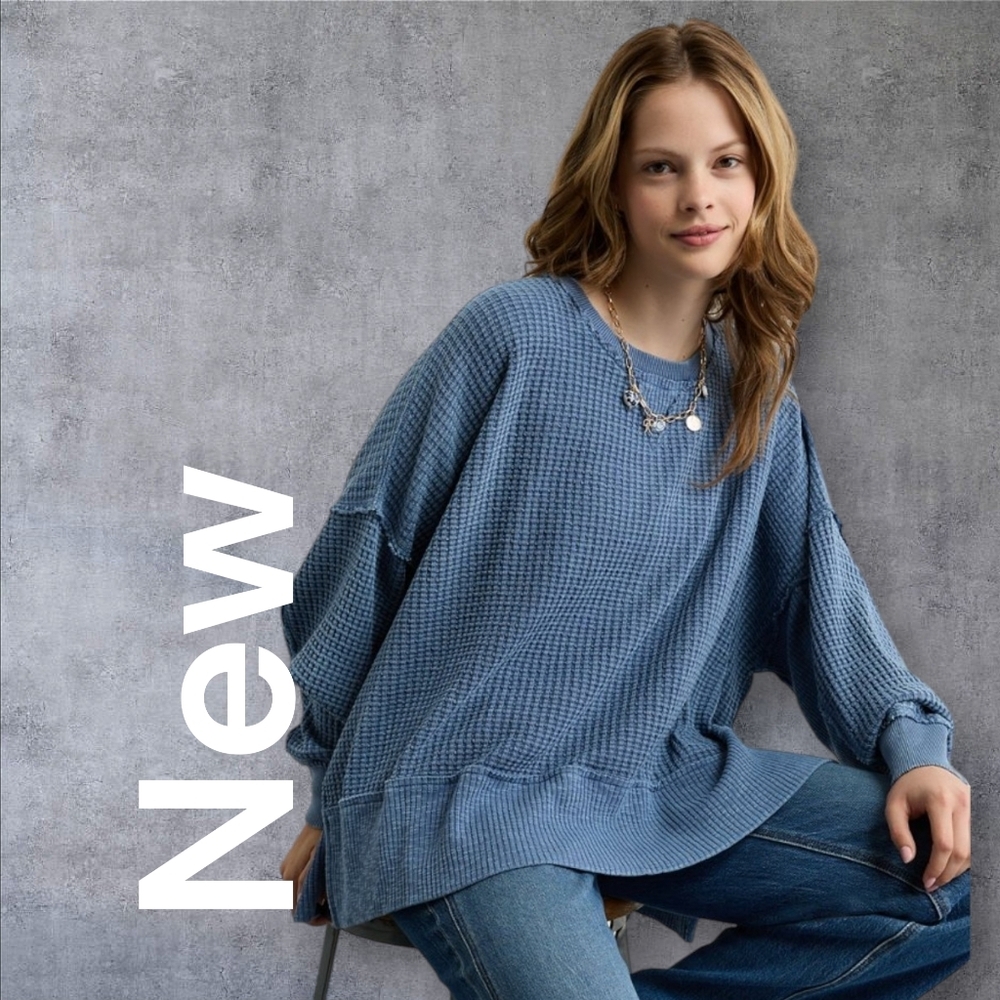 Restocked! New! American Eagle Oversized Waffle Knit Sweatshirt - XLarge